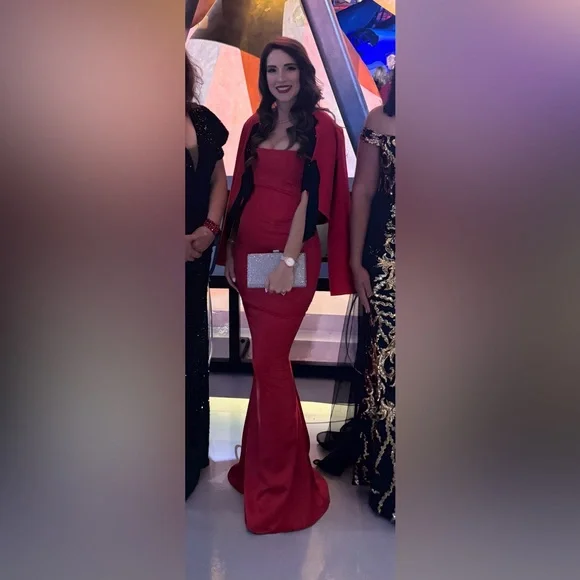 House of CB Olivette Red Bodycon Maxi Dress Spaghetti Strap - Picture 2 of 3